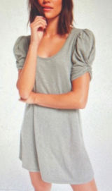Z SUPPLY Puff Sleeve Dress Womens Medium Green Scoop Neck Slub‎ Knit Boho Casual Photo 0