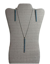 Jewelry Set Womens OS Blue Turquoise Silver‎ Tone Western Boho Linear Festival Photo 0