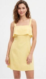 Banana Republic Yellow Linen‎ Blend Fit & Flare Mini Dress Size 6 Photo 0