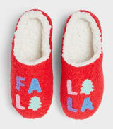 Red Holiday Fa La‎ La Sherpa Lined Slippers Women's Size M Photo 0