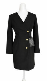 White House Black Market Blazer Dress 2P Black Long Sleeve Gold Button NWT Photo 0