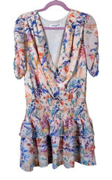 Amanda Uprichard Nala Tiered Mini Dress Womens L Florence Floral Print Coquette Photo 0