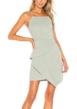 Elliatt Affogato Dress Sage Green Asymmetric Mini Dress‎ Size M Photo 0