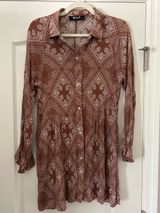 Blue B Collection Button-Front Long Sleeve Shirtdress Flare Cuff Photo 0