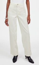 Madewell Emmett Wide Leg Corduroy‎ Pants Winter White Women's Size 25 Photo 0