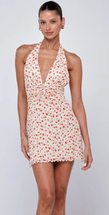 Hello Molly Floral Fiesta Halter Mini Dress Print NEW Photo 0
