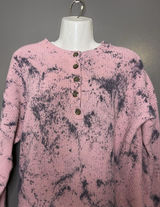 Aerie Sweater Womens Medium Pink Tie Dye Henley Crew Neck Knit Pullover Cozy Photo 0