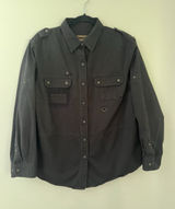 Lauren Ralph Lauren Safari Feild Tested Womens 1X Black Snap Button Down Shirt Photo 0