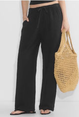 Little Moon Aritzia Sail Pant Wide Leg Pull On Black 100% Organic Cotton Medium Photo 0