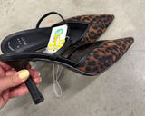 A New Day Leopard Mesh Pointed Toe Mule Heels Memory Foam Black Brown 9.5‎ Photo 0