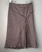 Urban Woman TEX Tweed Skirt Fits Size 6 Purple Fringe Wool Academia Career Y2K Photo 0