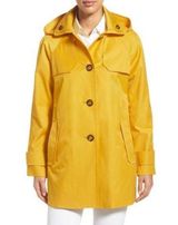 London Fog Yellow Hooded Single Breasted A-Line Rain Jacket Size Small Photo 0