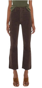 MOTHER The‎ Hustler Ankle Fray Corduroy Pants Hopscotch Brown High Rise Flare 25 Photo 0