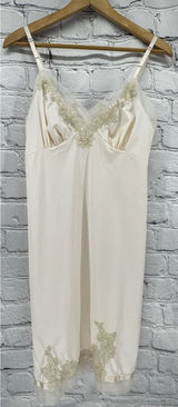 Vintage Van Raalte Full Slip Dress Nightgown 32 Small Beige Lace Appliqué USA Photo 0
