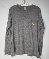 VICTORIAS SECRET PINK Shirt Rare Bling Big‎ Dog Campus Pocket Womens Size M Gray Photo 0