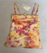 NWT See You Monday Yellow Floral Mesh Cami Top Photo 0