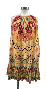 Sundress Boho Halter Mini Dress Resort‎ Vacation Beach Cover Up Festival M/L Photo 0
