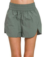 Zenana Windbreaker Smocked‎ Waistband Running Shorts Photo 0