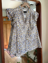 ME+EM Magnolia Print Cotton Top Cream Blue Size 6 Photo 0