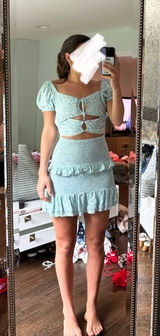 Green and blue flower floral dress from island Gypsy Photo 0