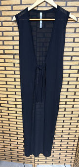 Victorias Secret Swim Black Long Sheer Tie Front Swim Cover Up Size Small Photo 0
