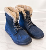 UGG Cecile Navy Blue Leather Sheepskin Duck Boots 1014361K Size 5 Photo 0