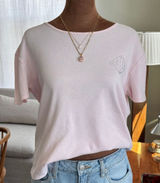 2000s Vintage Lauren Ralph Lauren Pink Cotton Baby Tee Rhinestone Logo‎ Medium Photo 0