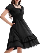 Scarlet Darkness Black Gothic Pirate A-Line Midi Dress Pockets Small Photo 0