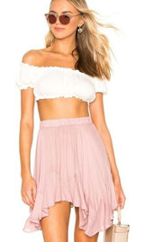 Free People Easy Does It Mini Skirt Womens Medium‎ Mauve Boho Ruffle Fairycore Photo 0