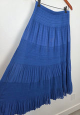 Ashalyly Cobalt Blue Tiered Maxi Skirt Formal Regal Boho Gypsy Indie Hippie XL Photo 0