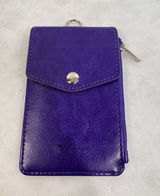 Teskyer Purple Faux Leather ID Badge Holder Wallet Card‎ Case with Zipper Pocket Photo 0