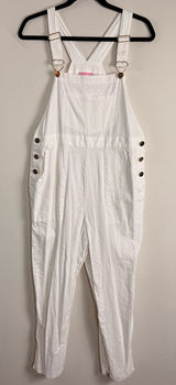 Stoney Clover Lane White Linen Blend Overalls with Heart Hardware‎ Size S Photo 0