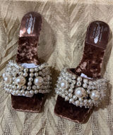 Jeffrey Campbell Portia Pearl Heels 7 brown velvet new Photo 0