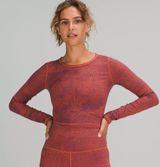 Lululemon Wunder Train Cropped Long Sleeve Shirt Orange Larkspur Size 4 Photo 0