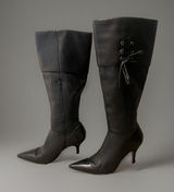 matisse boots 8.5 Knee High Corset Detail Pointy Toe Zipper Closure Blk Leather Photo 0