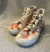 Vans Sk8-Hi‎ High Top Sneakers White Orange Splatter Women 7.5 Men 6.0 Photo 0