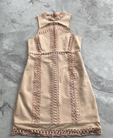 Free People Nude Skyscraper Bodycon Mini Dress Crochet Womens Small S Photo 0