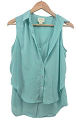Maeve Blouse Womens‎ 2 Mint Green Sleeveless Layered Button Up Collared Top Photo 0