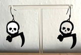 Grim Reaper Scythe Dangle Earrings Goth Spooky Halloween Skull Jewelry Photo 0