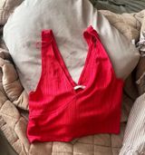 ZARA Top Crop Pink Hot Ribbed Tank Photo 0