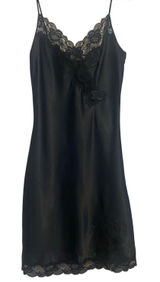 VTG Victoria's Secret Gold Label Lace Slip Midi Dress Womens Sz Large Goth LBD Photo 0