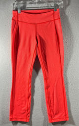 960 | Lululemon Ribbed High Rise Cropped Yoga‎ Leggings Coral Red Womens 4 Photo 0