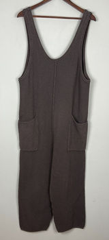 Free People Beach Hailee Sweater Jumper Overalls Large Taupe FP Knit Pockets L Photo 0