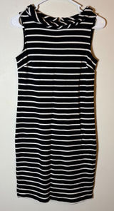 Talbots Petite Black and White Striped‎ Sleeveless Sheath Dress Career Size P Photo 0