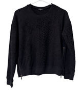 Rails Black Velvet Leopard Print Sweatshirt Crew Neck‎ Side Zippers Size XS City Photo 0