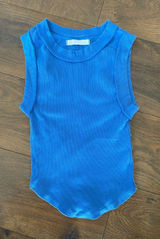 Free People We The Free Blue Sleeveless Ribbed Kate Tank Tee size XS Photo 0