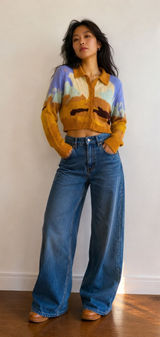 Day Break Y2K Desert Landscape Cropped Cardigan Western Knit S Photo 0
