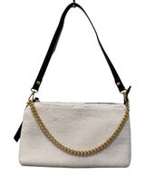 Crossi Shearling Sherpa Chain Shoulder Bag Cream Gold Women's OS Purse Photo 0