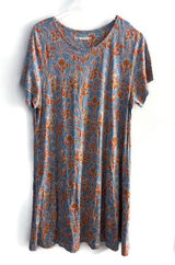 Peruvian Connection blue and orange floral Pima cotton Size XXL Photo 0