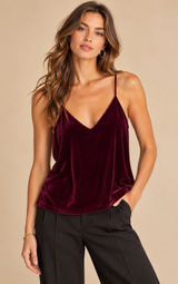 LOFT Burgundy Wine Velvet Racerback V-Neck Camisole Flowy Evening Dress Tank Top Photo 0